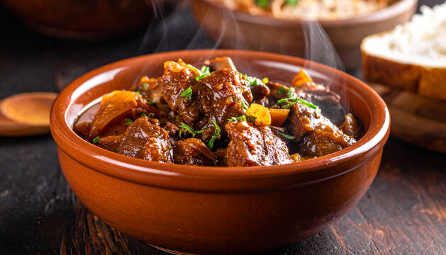 Brazilian Oxtail Stew (Rabada) Served Hot in Bowl