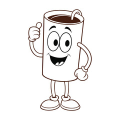 A cheerful emoticon sipping coffee, steam rising from the cup, ready for coloring. Fun lines and cute details make this coffee moment playful and relaxing to color.
