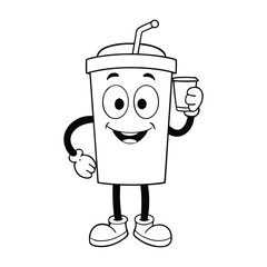A cheerful emoticon sipping coffee, steam rising from the cup, ready for coloring. Fun lines and cute details make this coffee moment playful and relaxing to color.

