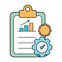A sleek productivity icon symbolizing efficiency and focus, featuring a checklist, gear, and upward arrow, representing progress, tasks, and time management.
