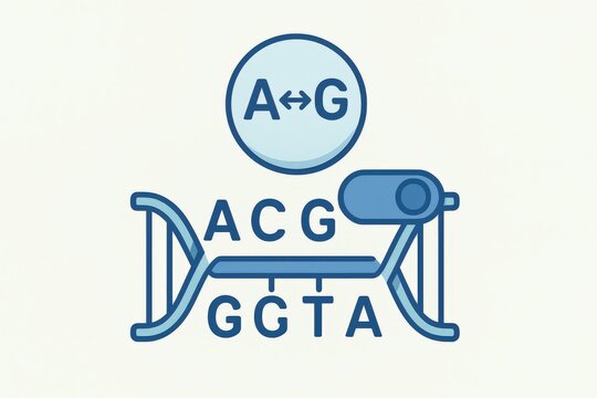 DNA Sequence Representation with Base Pair Notation ACG and GCTA Visualized in a Minimalist Style Emphasizing Genetic Coding and Molecular Biology