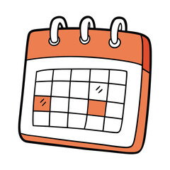 A clean schedule stroke icon showing a bold outlined calendar with crisp lines, highlighted date, and simple checkmark, symbolizing planned tasks and organized time management.
