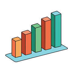 A colorful graph infographic element displaying data visually with bars, lines, and icons, making complex information easy to understand at a glance.
