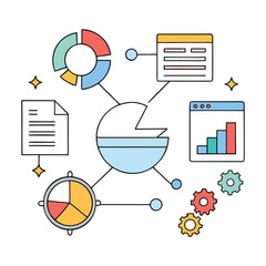 A clean graph infographic element featuring bold lines, clear data points, and balanced colors, designed to visually simplify statistics and highlight key trends at a glance.”