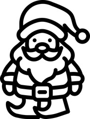 Outline icon of Santa Claus with hat and beard, classic Christmas character.