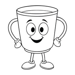 A simple mug filled with warm tea, drawn in clean outlines for coloring. Steam swirls upward, inviting creativity. Perfect for kids to shade with cozy, calming colors.