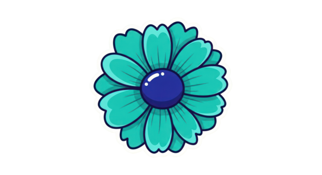 Teal Flower Illustration