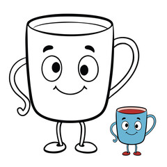 A simple mug filled with warm tea, drawn in clean outlines for coloring. Steam swirls upward, inviting creativity. Perfect for kids to shade with cozy, calming colors.