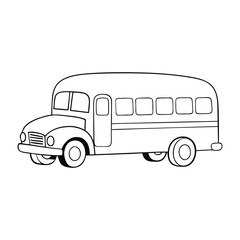 “A cheerful yellow school bus coloring page featuring an empty bus with simple outlines, clear windows, big wheels, and bold details—perfect for kids to color creatively.”