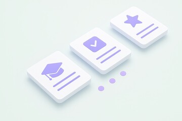 Elegant digital representation of achievement and assessment status with modern educational elements showcasing academic success and validation features in a contemporary, minimalist aesthetic