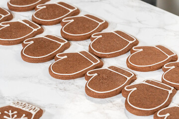 Beautifully Decorated Mitten Cookies with Royal Icing Designs