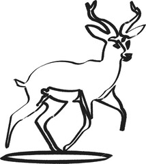 Deer silhouette vector illustration of a wild antlered animal in nature