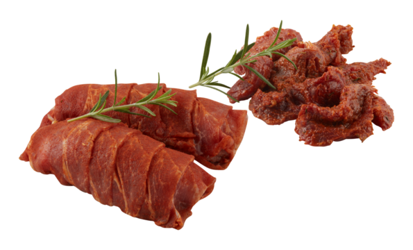 Sun-dried tomatoes, rosemary cut out isolated transparent background