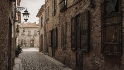 Fototapeta premium Charming Cobblestone Alleyway in an Old European Town.