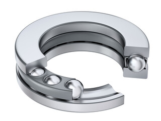 Thrust ball bearing cut-out section isolated on white background - 3D illustration