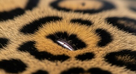 Extreme close-up of spotted fur, focusing on a single light-reflecting hair.