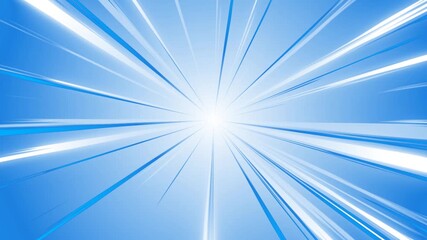 Dynamic blue speed lines zoom effect animation for backgrounds and presentations featuring a bright central light source creating a sense of motion and energy