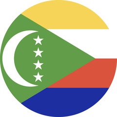 National Comoros flag round button. Flag of Comoros in circle shape.