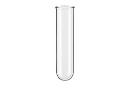 Glass test tube for laboratory experiments, transparent science and chemistry research equipment