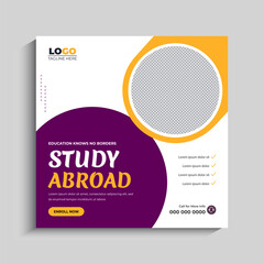 Study abroad social media Instagram post or admission Web Banner Template