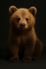 Baby brown bear cub sitting in studio portrait (JPEG 300DPI 7200x10800)