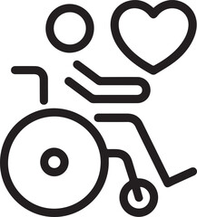 Empathetic Wheelchair Symbol Expressing Love and Care, Modern Minimalist Design for Accessibility Awareness, Healthcare Support, and Inclusive Community Projects