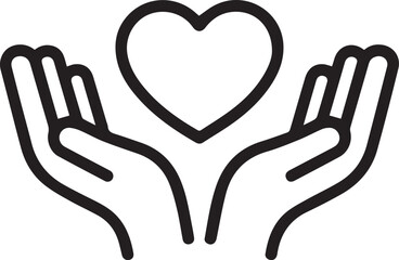 Show Your Love with This Minimalist Heart and Hands Graphic, Perfect for Valentine's Day Designs or Charity Campaigns, Vector Style