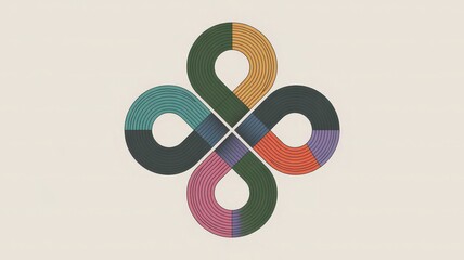 Stylized Celtic Knot Swirl with Metallic Thread Texture and Soft Interwoven Loops Graphic Background