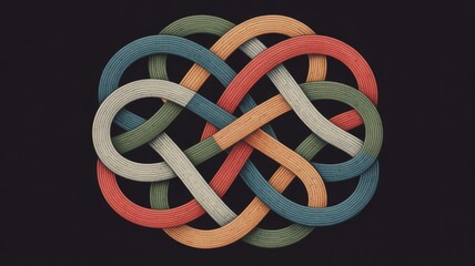 Abstract Metallic Celtic Knot Swirl with Soft Woven Texture Graphic Ornament