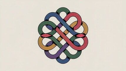 Ornate Celtic Knot Inspired Swirl with Metallic Thread and Soft Woven Texture Background Graphic