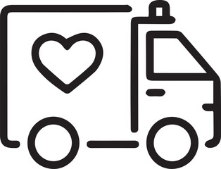 Heartfelt Delivery Truck Icon for Healthcare and Community Service, Expressing Compassion and Charity, Ideal for Nonprofit Organizations and Medical Campaigns