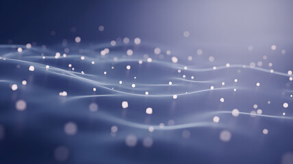 Abstract blue background with wavy lines and glowing dots creating a serene scene