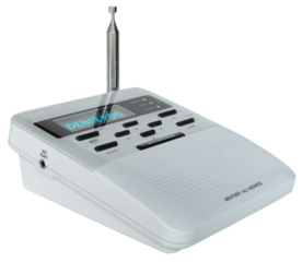 Weather radio that has received a dense fog warning