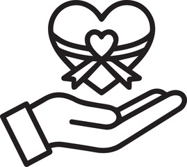 Heartfelt generosity hand presenting a love symbol ideal for charity campaigns, donation appeals, and expressing care with modern simplicity