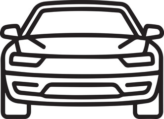Sleek minimalist car front view, perfect for automotive design projects and modern transportation concepts, bold lines create a striking and easily recognizable icon