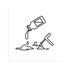 Chemical reaction with ph indicator and liquid pouring from bottle isolated on