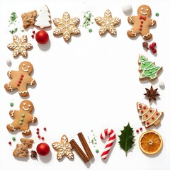 Festive Christmas Cookie Border With Blank Text Space