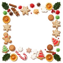 Festive Christmas Cookie Border With Blank Text Space