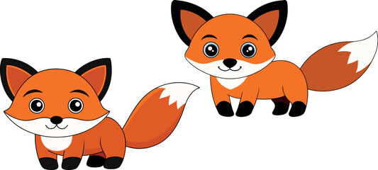 Cute Fox Clipart, Forest Animal Illustration, Cartoon Fox Drawing, Wild Animal Vector, Baby Fox Art, Cute Animal Character, Woodland Animal Design, Fox Graphic Artwork, Kids Animal Clipart, Adorable F