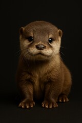 Baby otter cub studio portrait with soft whiskers (JPEG 300DPI 7200x10800)
