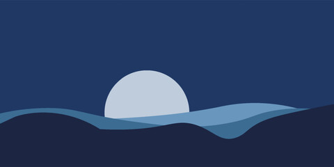 moon vector behind wave silhouette mousepad size eps 10.