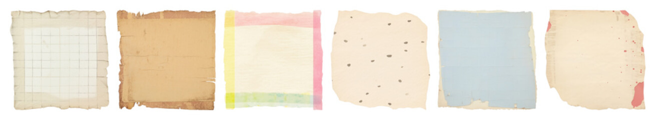 Fototapeta premium PNG Vintage paper textures collection, element set on transparent background