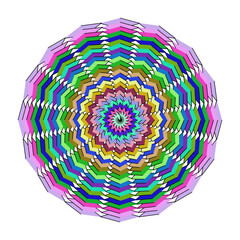 Colorful abstract mandala pattern with intricate geometric shapes and symmetry