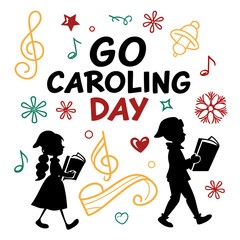 GO CAROLING DAY vector illustration isolated on white background