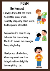 Honesty A Poem About Truthfulness and Integrity for Children, Teaching the Value of Being True and Strong