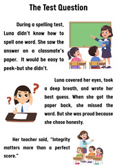 The Test of Honesty Luna's Spelling Test Dilemma, Integrity vs