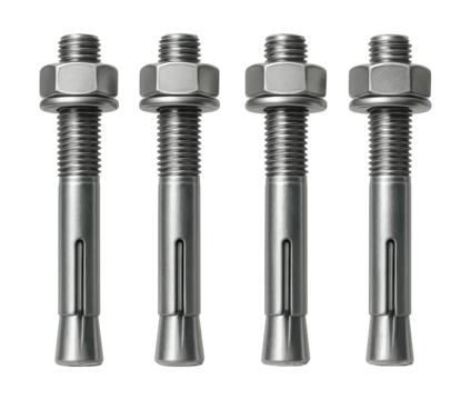 Heavy-duty steel anchor bolts for securely fastening furniture to apartment walls.