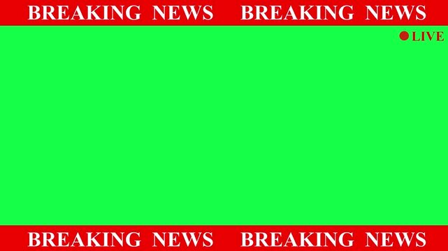 Breaking news banner animation,News lower third background overlay template with green screen, TV broadcast style animation for breaking news or live updates .Breaking news lower third 3rd chyron 