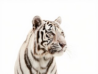 Portrait of a White Tiger Looking to the Side