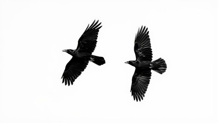 Obraz premium Two Ravens in Flight - Symbolic Black Birds